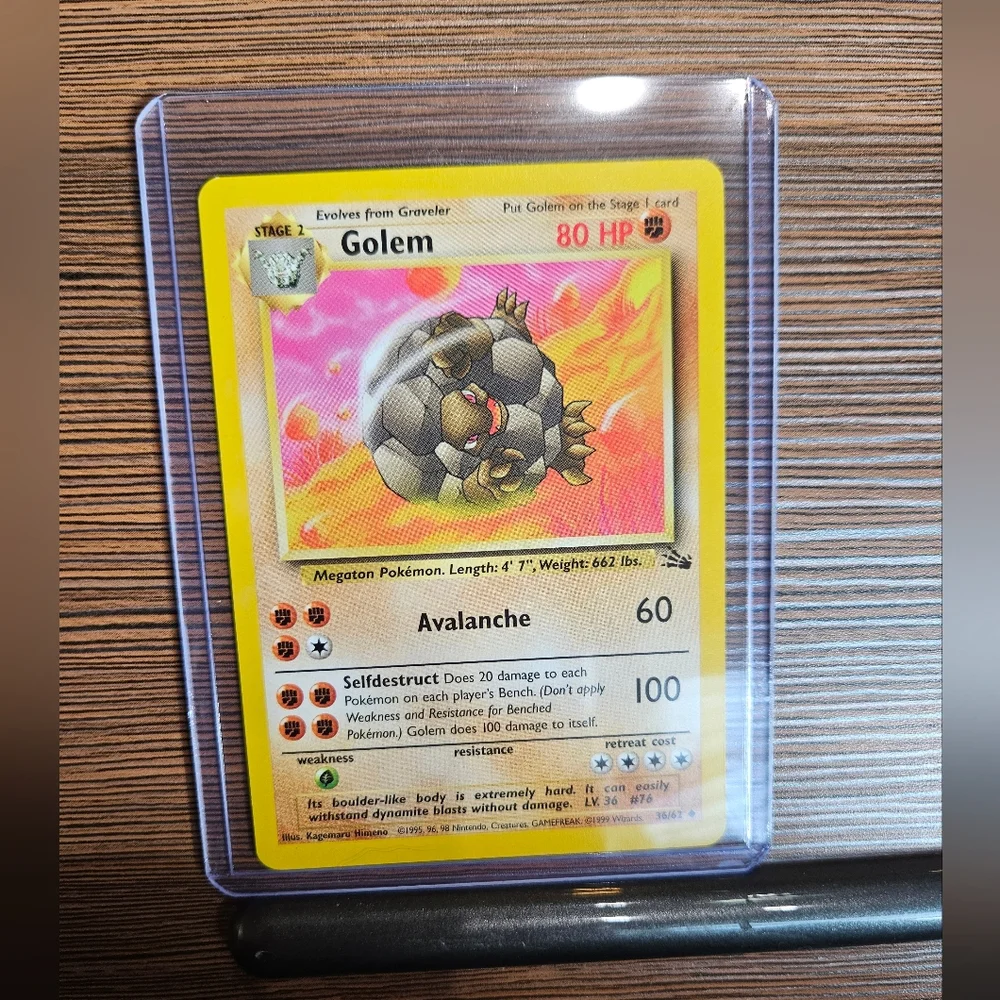 Golem Pokemon 36/62 Fossil Trading Card
